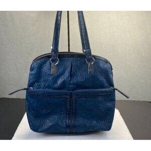 Dana Buchanan blue Leather  bag Zipper Shoulder Bag